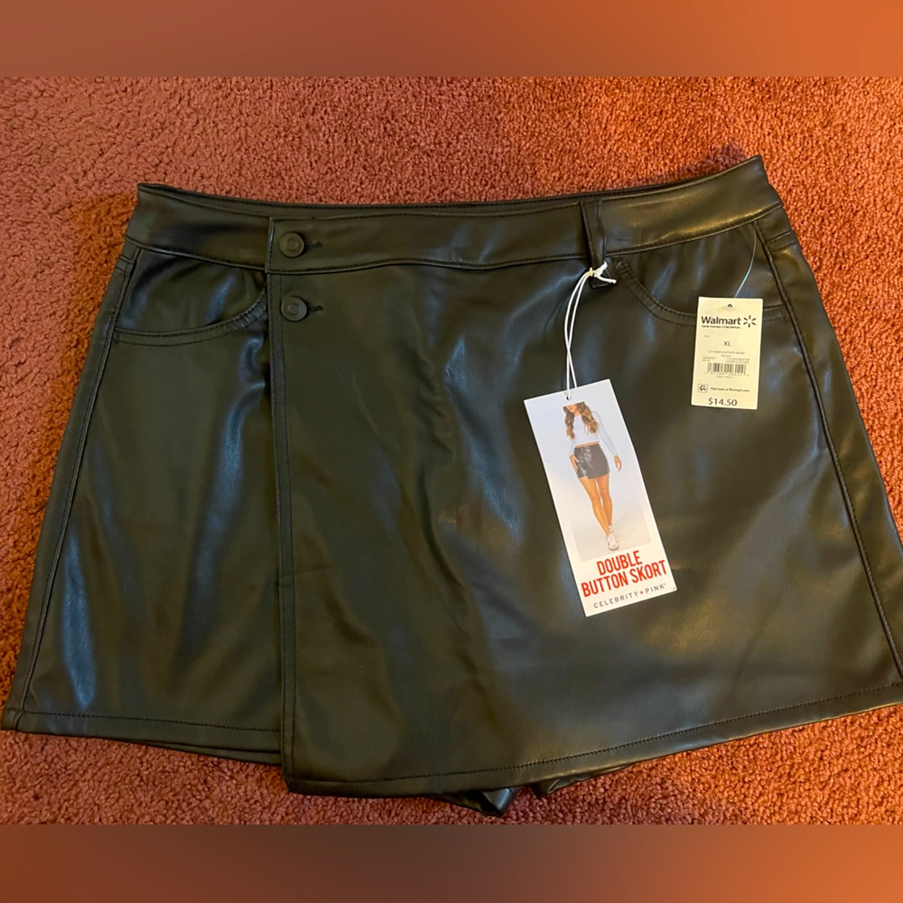 Black Leather Skort